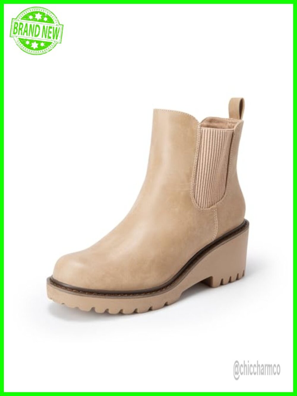 Women's Wedge Chelsea Ankle Boots Faux Leather Round Toe Slip On Booties